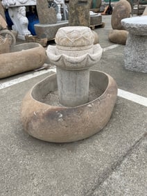 Hand-Carved Granite Lotus Flower Fountain