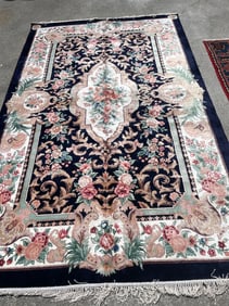 Hand-Woven Area Rug w/ Floral Design