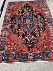 Hand-Woven Wool Area w/ Tribal Design