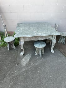 Green Marble Garden Table Set