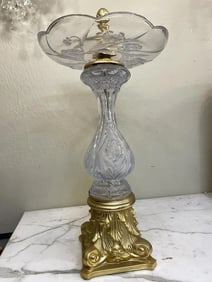 Hand-Cut Crystal and Gilded Bronze Centerpiece