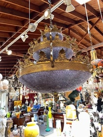 Brass Chandelier with Purple Acrylic Beads