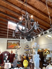Vintage Bronze and Crystal Chandelier