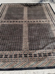 Hand-Woven Silk and Wool Area Rug