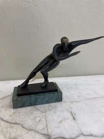 Miniature Bronze Statue - Ice Skater, Signed