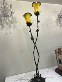 Bronze, Hand-Blown Glass Lamp