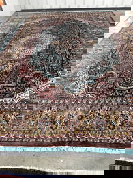 Unique Hand-Woven Silk and Cotton Area Rug