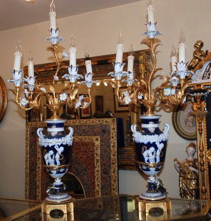 Pair of Porcelain and Gilded Bronze Table Lamps (1 of 5)