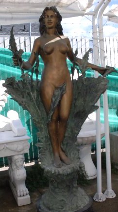Dual Patinated Bronze Fountain of Woman with Flowers (1 of 7)