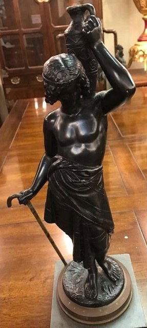 Antique Late 19th Century Bronze of Man w/ Vase, Cane (1 of 4)