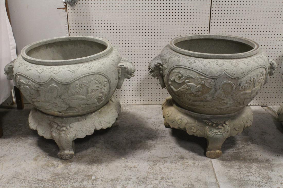 Pair Chinese 19th/20th c. stone planters with base (1 of 10)