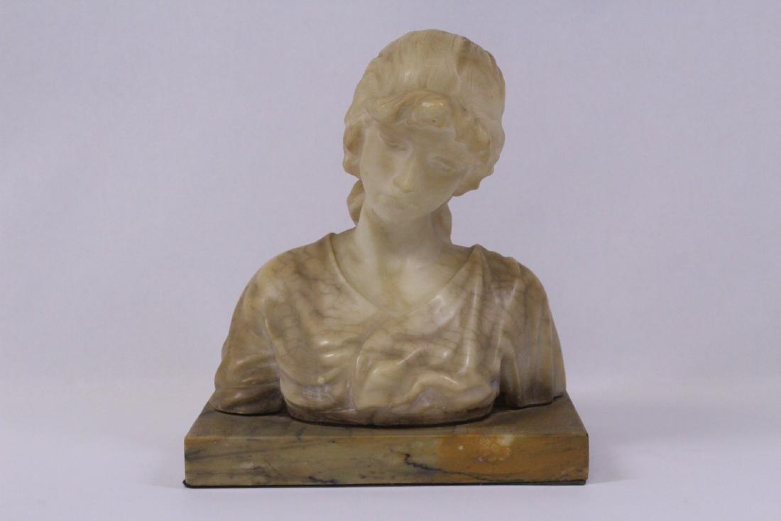 A beautiful alabaster sculpture of lady's bust: A beautiful alabaster sculpture of lady's bust, 9"H