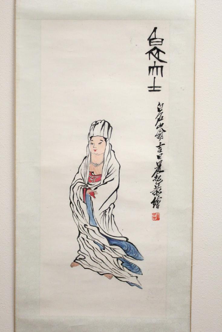 Chinese watercolor panel signed Bai Shi (1 of 10)