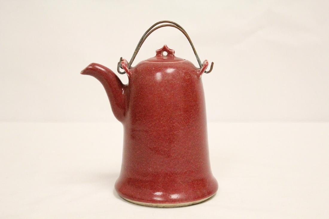 Chinese red glazed porcelain teapot (1 of 10)