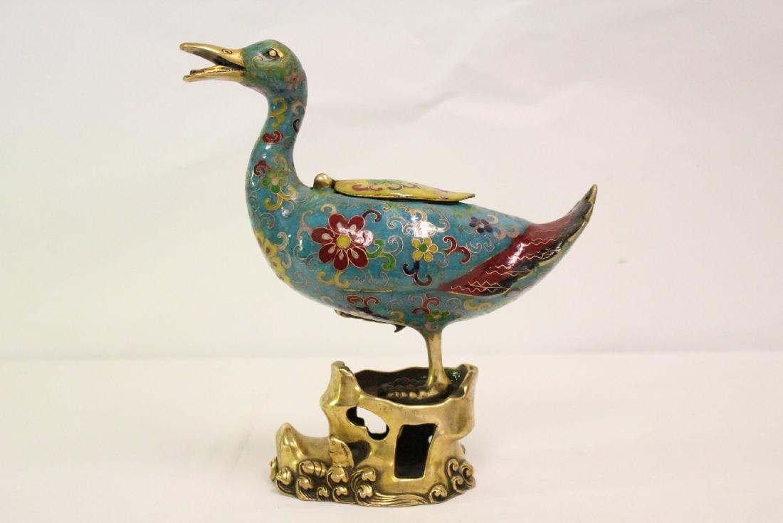 Chinese cloisonne duck form censer (1 of 10)