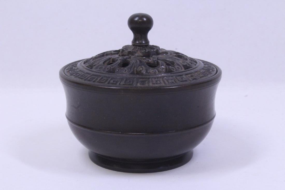 A very heavy small bronze censer (1 of 10)