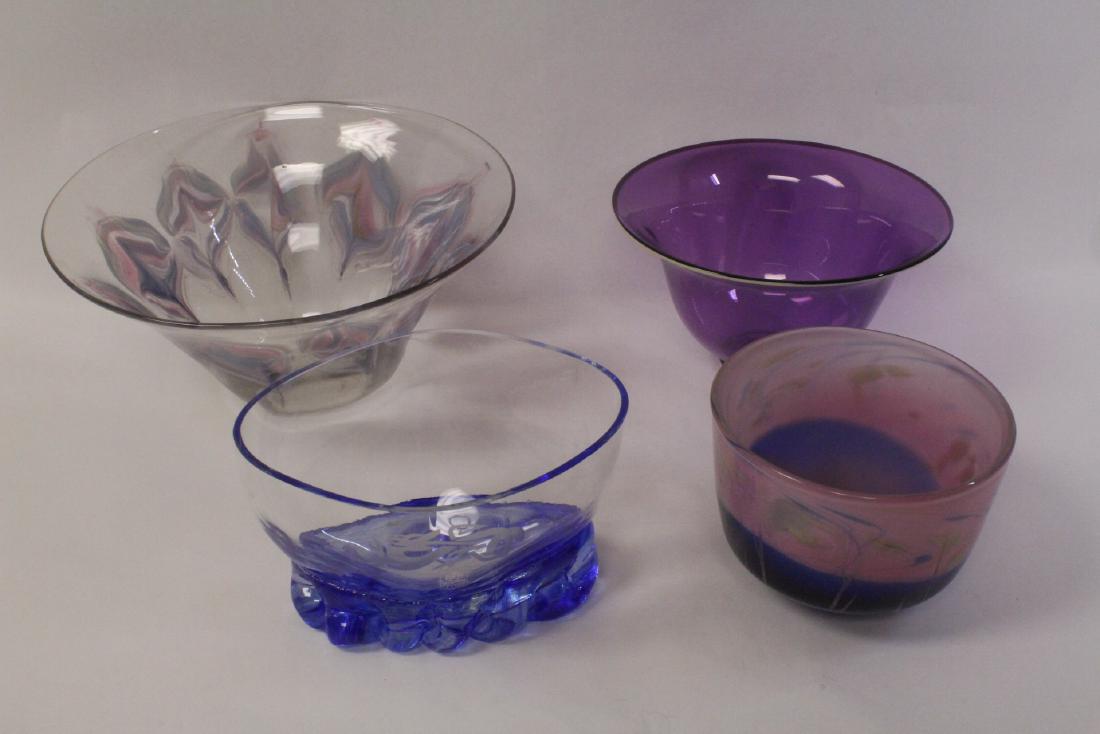 4 artist signed art glass large bowls (1 of 10)