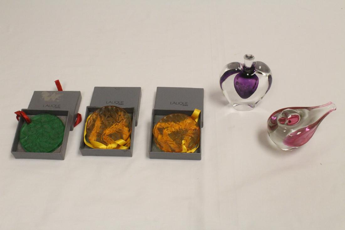 5pc art glasses; incl. 3 Lalique crystal ornaments (1 of 10)