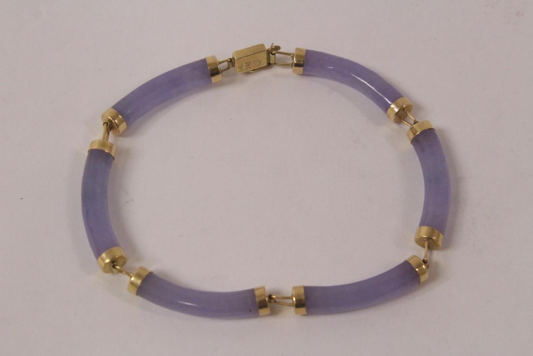 Lavender jadeite bracelet with 14K clasp (1 of 10)