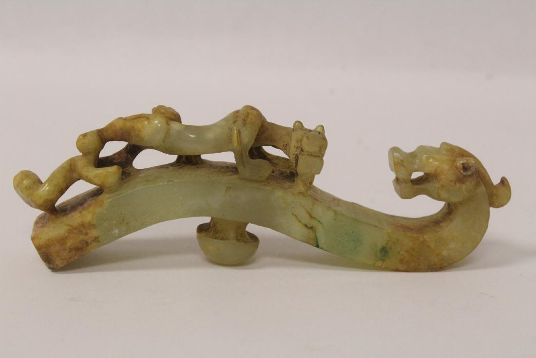 Chinese celadon jade carved belt buckle (1 of 9)