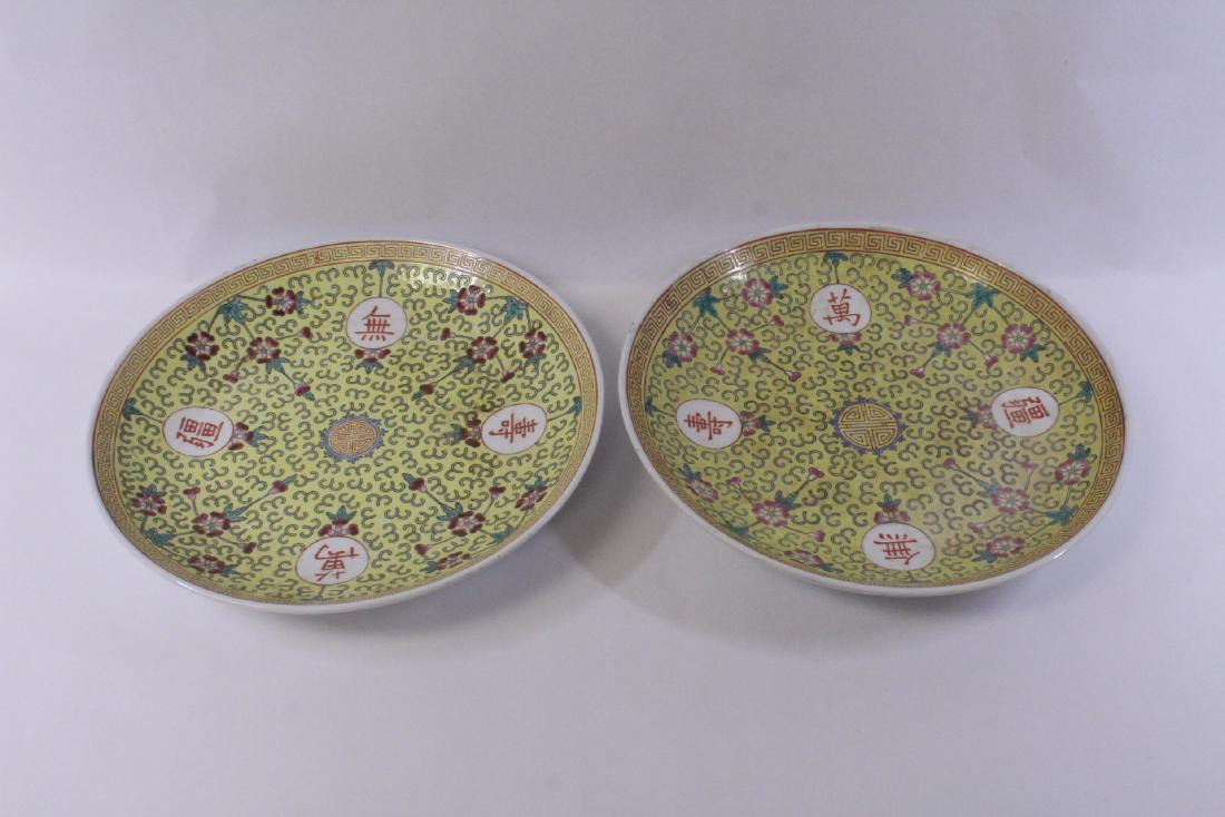 Pair famille rose porcelain plates (1 of 10)