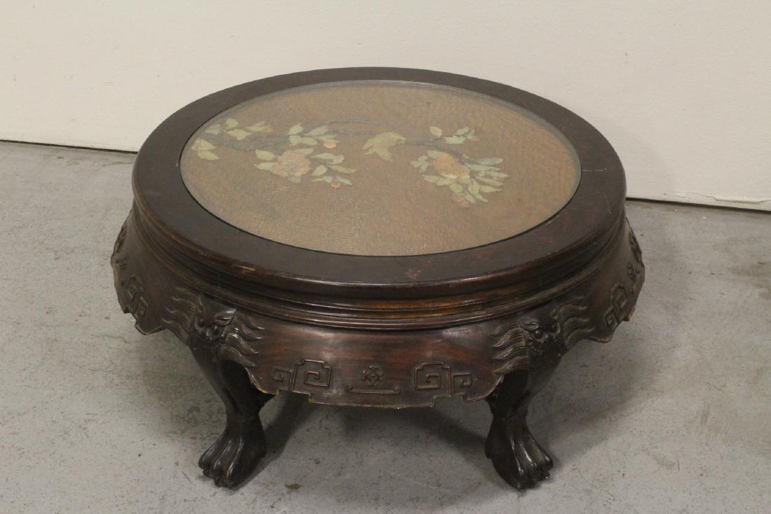 Chinese rosewood table overlay w/ hard stones (1 of 10)