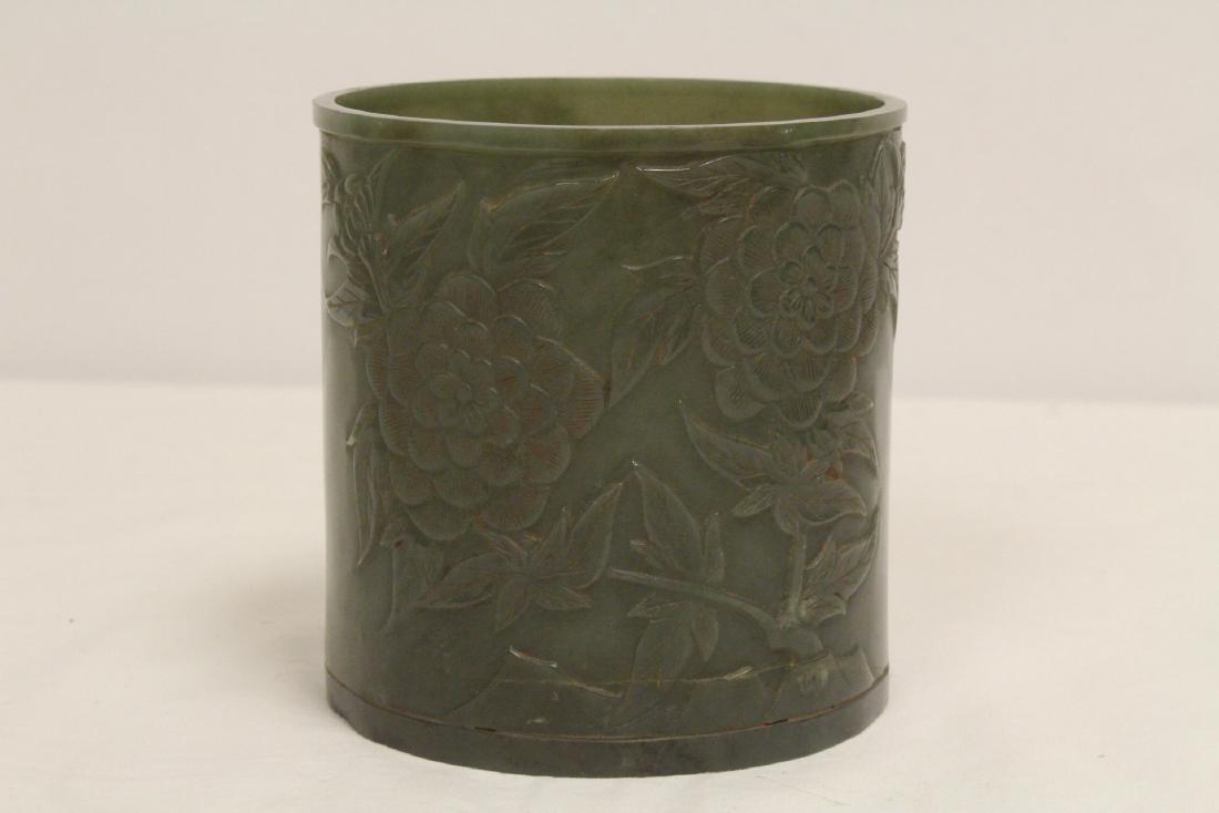 Chinese jade carved brush holder (1 of 10)