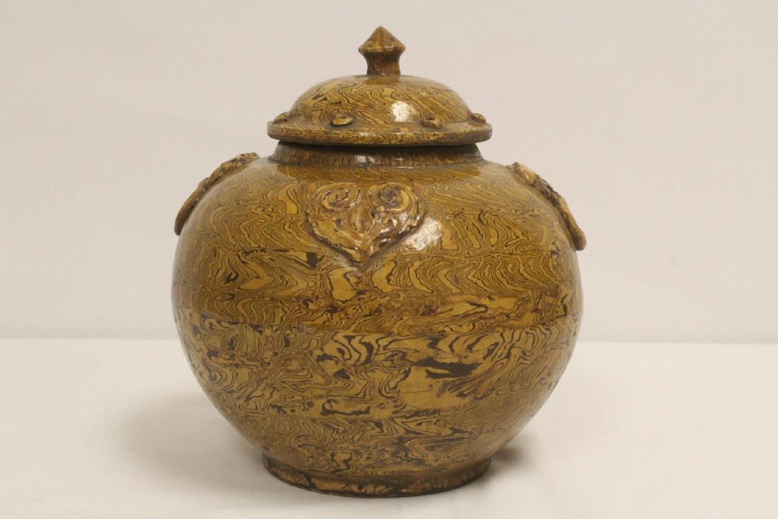 Chinese marbled glazed covered jar (1 of 10)