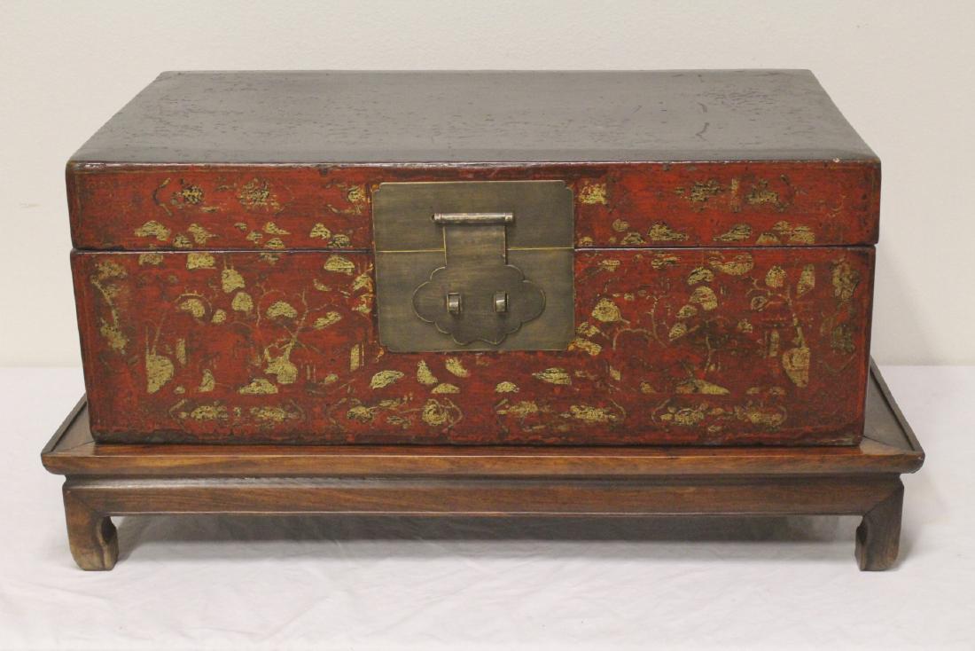 Chinese 19th c. lacquer chest on 18th/19th c. stand (1 of 10)