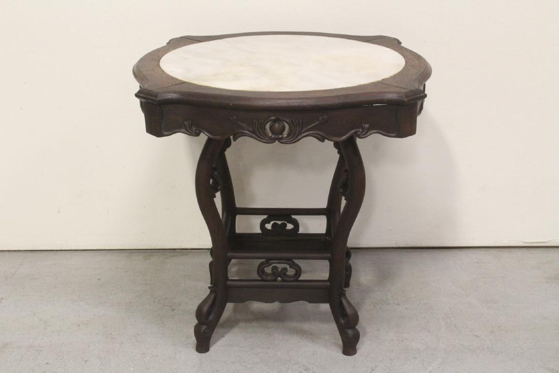 Chinese antique rosewood marble top table (1 of 10)
