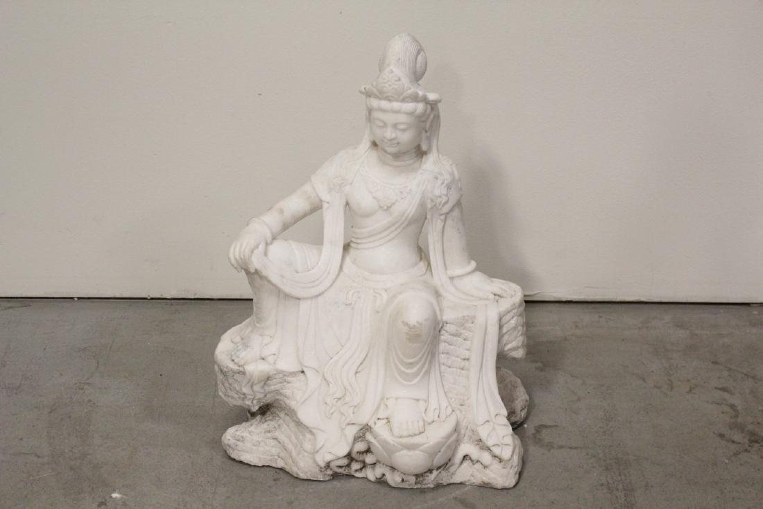 A beautiful marble carving depicting seated Guanyin (1 of 8)
