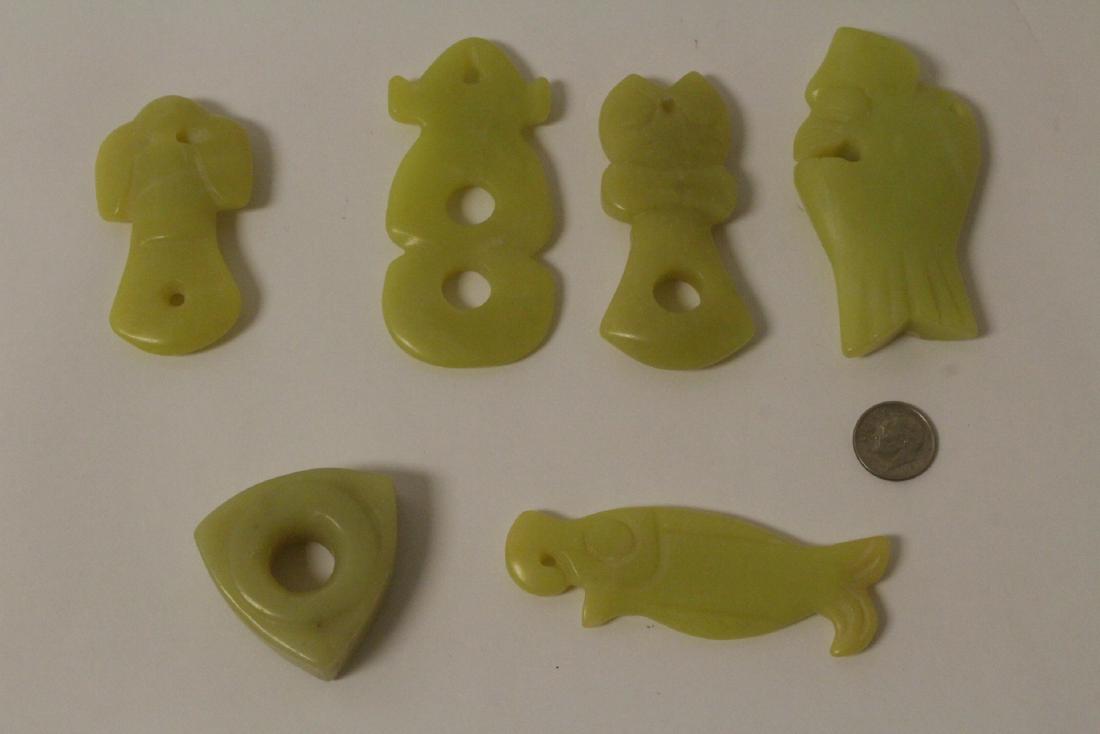 6 jade like stone carved ornaments (1 of 9)