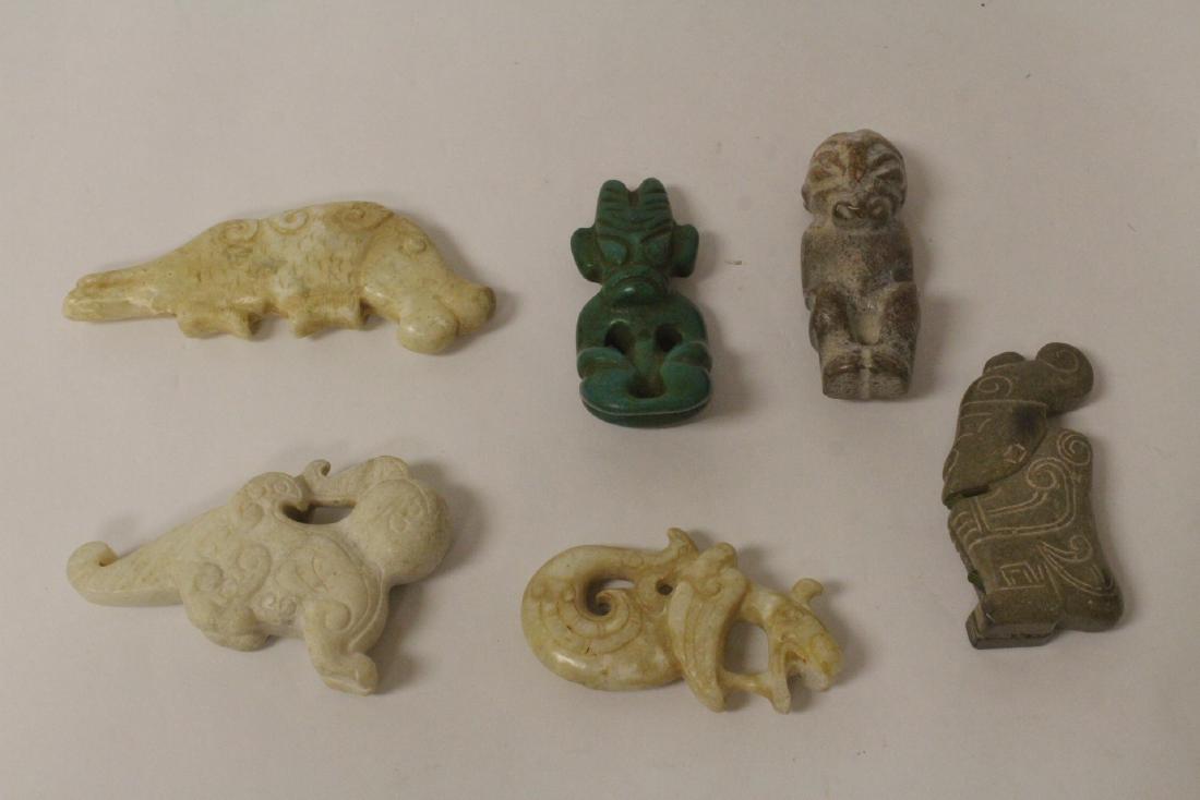 6 jade like stone carved ornaments (1 of 10)