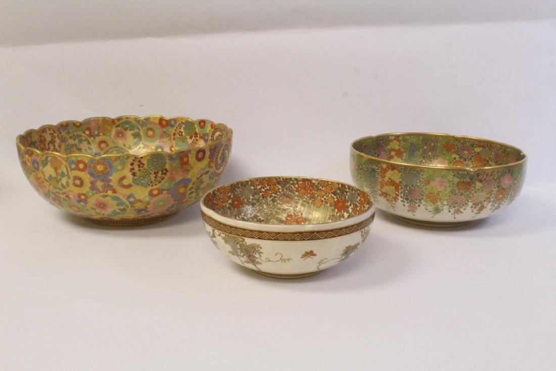 3 Japanese 19th/20th c. signed satsuma bowls (1 of 10)