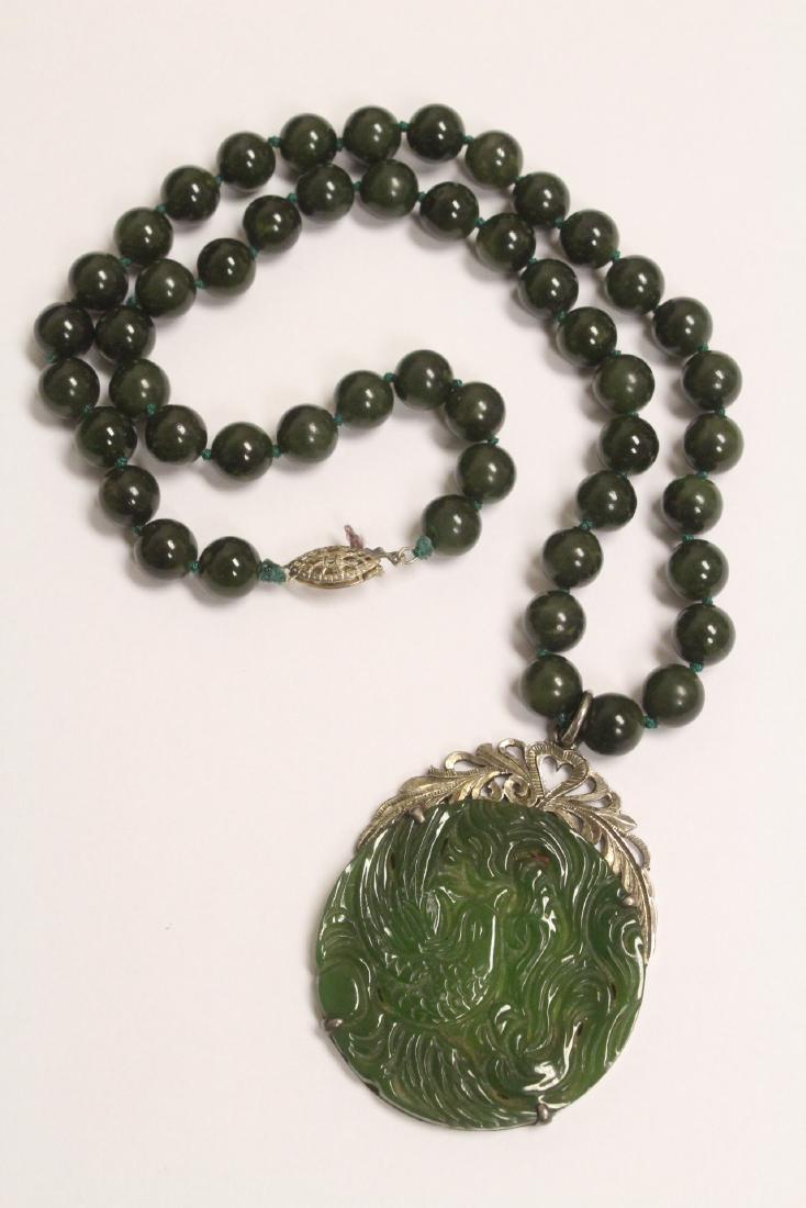 Chinese jadeite plaque w/ jadeite bead necklace (1 of 10)