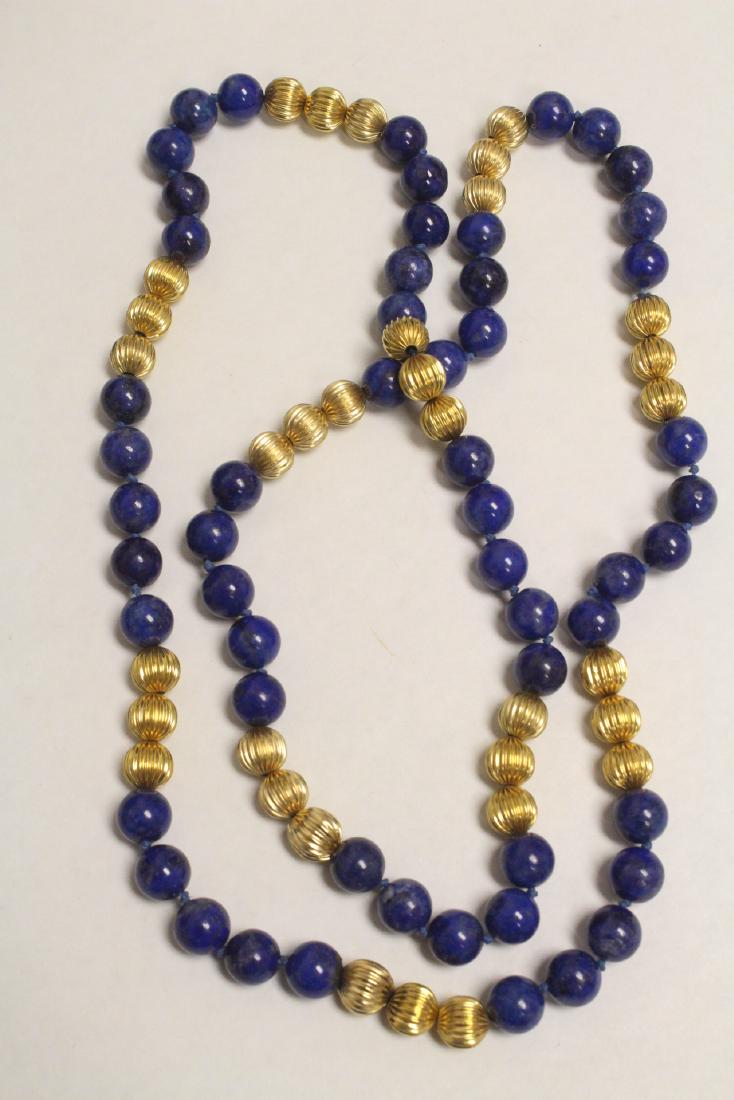 Chinese lapis and 14K Y/G bead necklace (1 of 10)