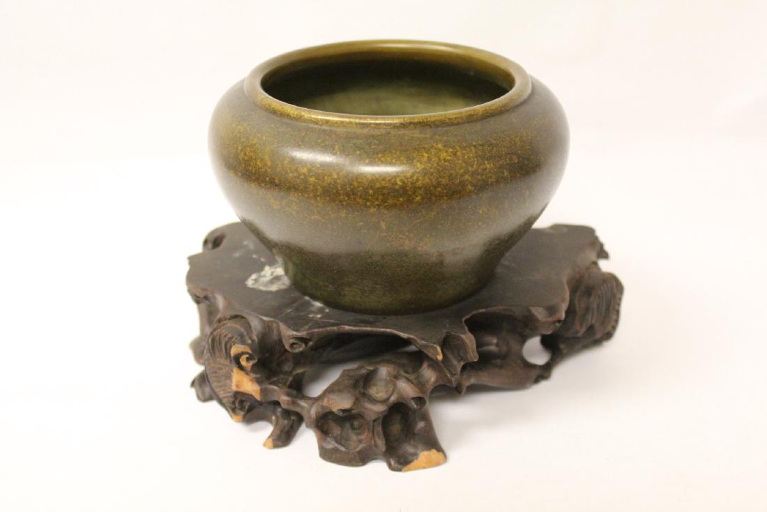A very heavy Chinese bronze censer with stand (1 of 10)