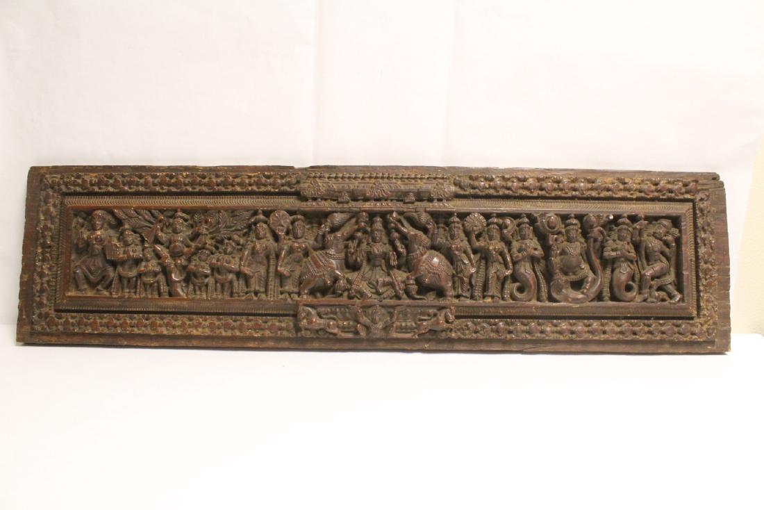 A very heavy India antique wood carved panel (1 of 10)
