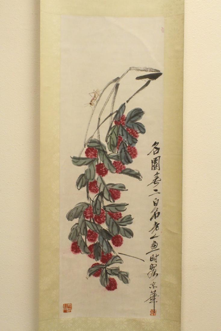 Chinese watercolor scroll attributed to Qi Bai Shi (1 of 10)