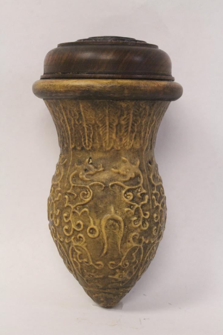 Gourd cricket box with possible tortoise shell top: Gourd cricket box with possible tortoise shell top, 5.1"Hx2.85"dia