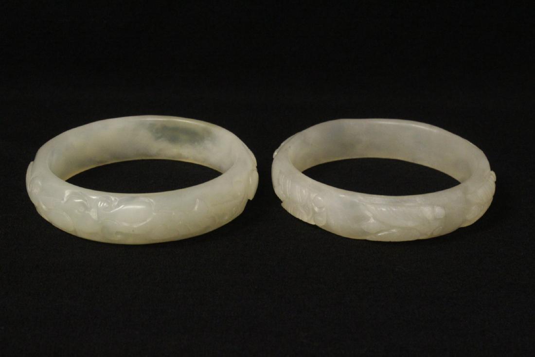 2 Chinese white jade like bangle bracelets (1 of 10)