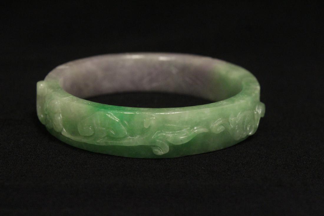 Chinese jadeite stone carved bangle bracelet (1 of 10)