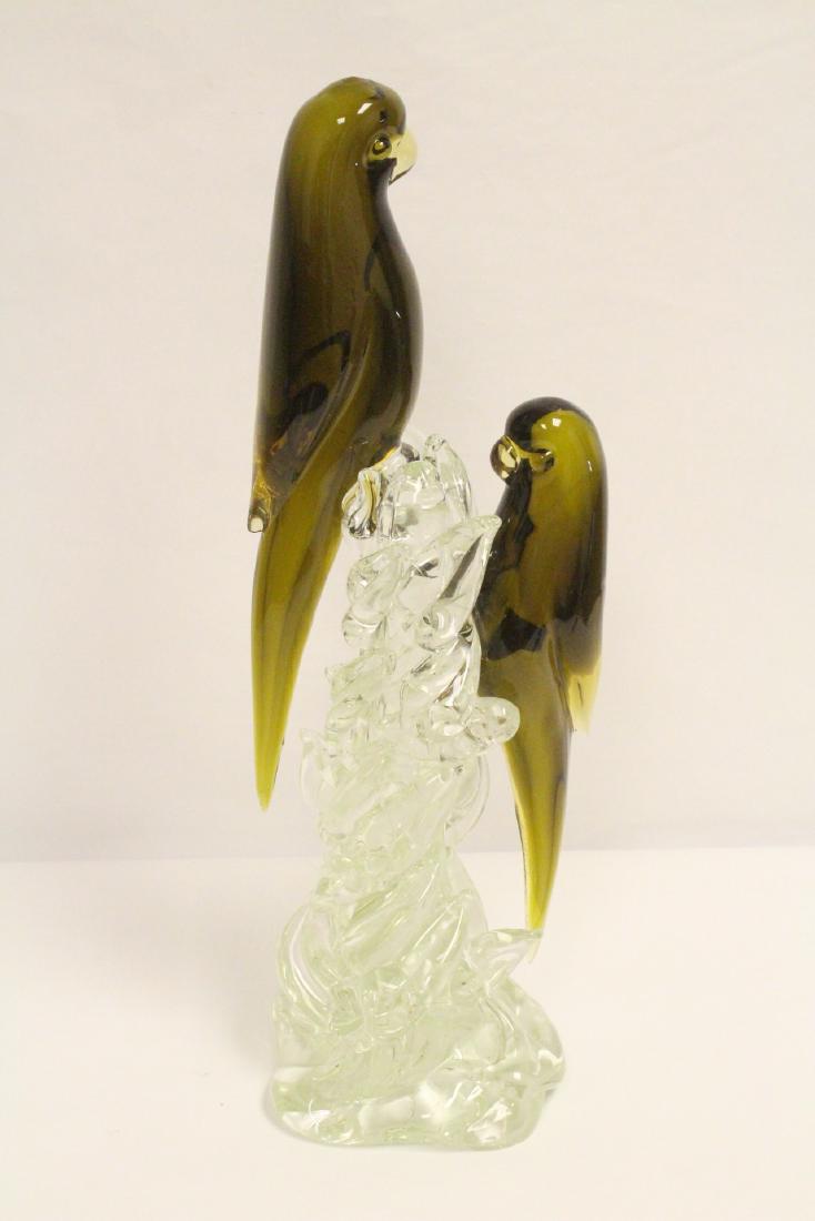 Murano glass sculpture of parrots (1 of 10)