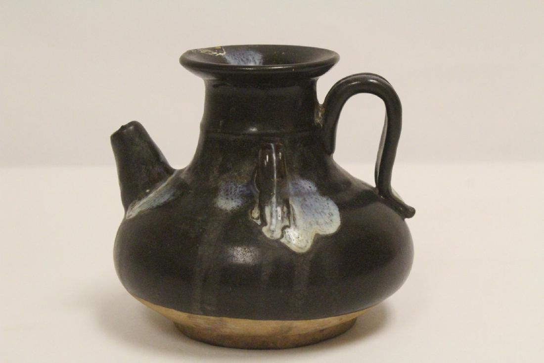 Song style brown glazed wine flask: Song style brown glazed wine flask, 4.8"Hx5.25"dia