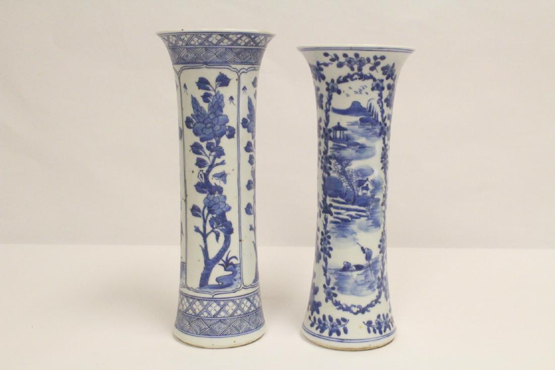 Pair Chinese blue and white hat vases (1 of 10)