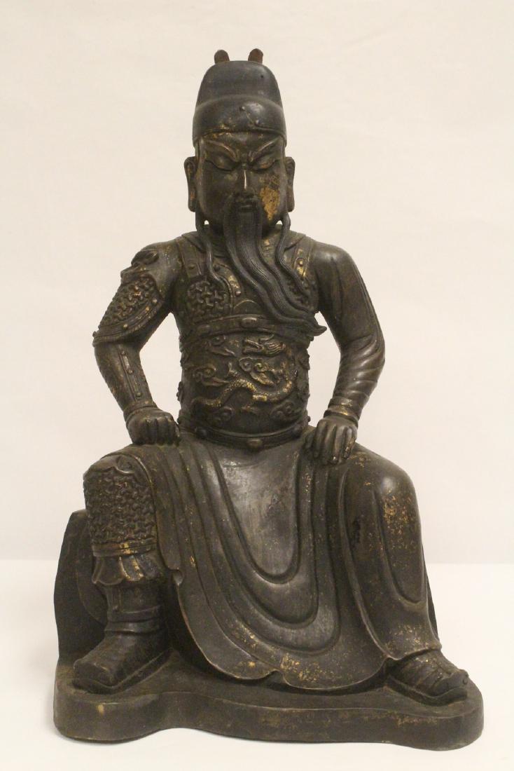 A fine Chinese bronze sculpture of seated Guandi (1 of 10)
