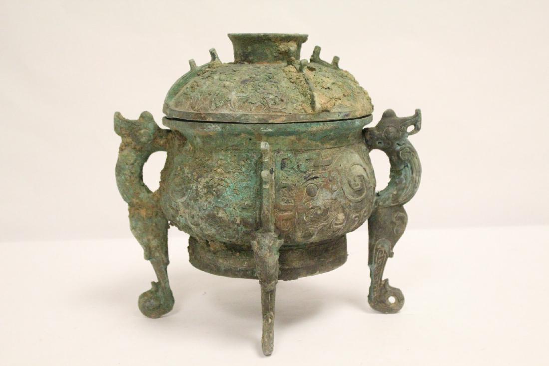 Chinese archaic style bronze covered ding (1 of 10)