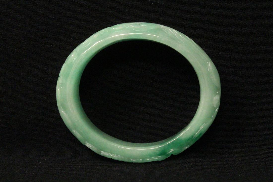 Chinese jadeite like stone carved bangle bracelet (1 of 10)