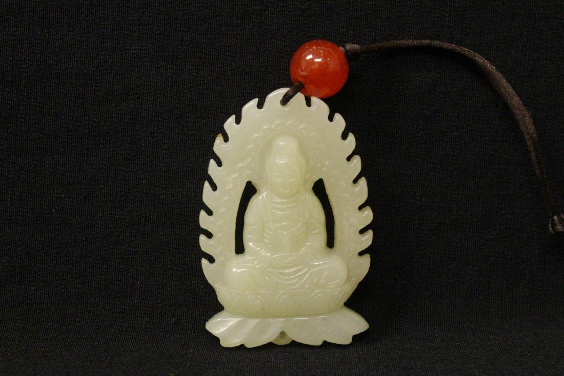 Chinese white jade carving in seated Guanyin motif (1 of 9)