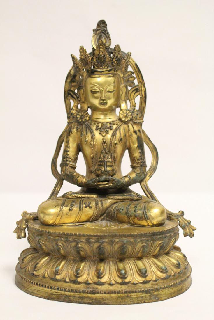 Fine Chinese gilt bronze seated Buddha (1 of 10)